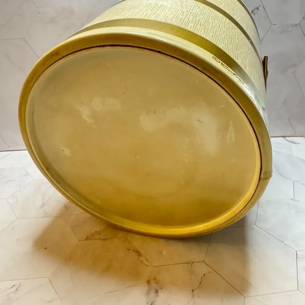 Vintage Culver Ice Bucket MCM Ecru w/Lid & Handle Barware Retro 70s 80s in EUC